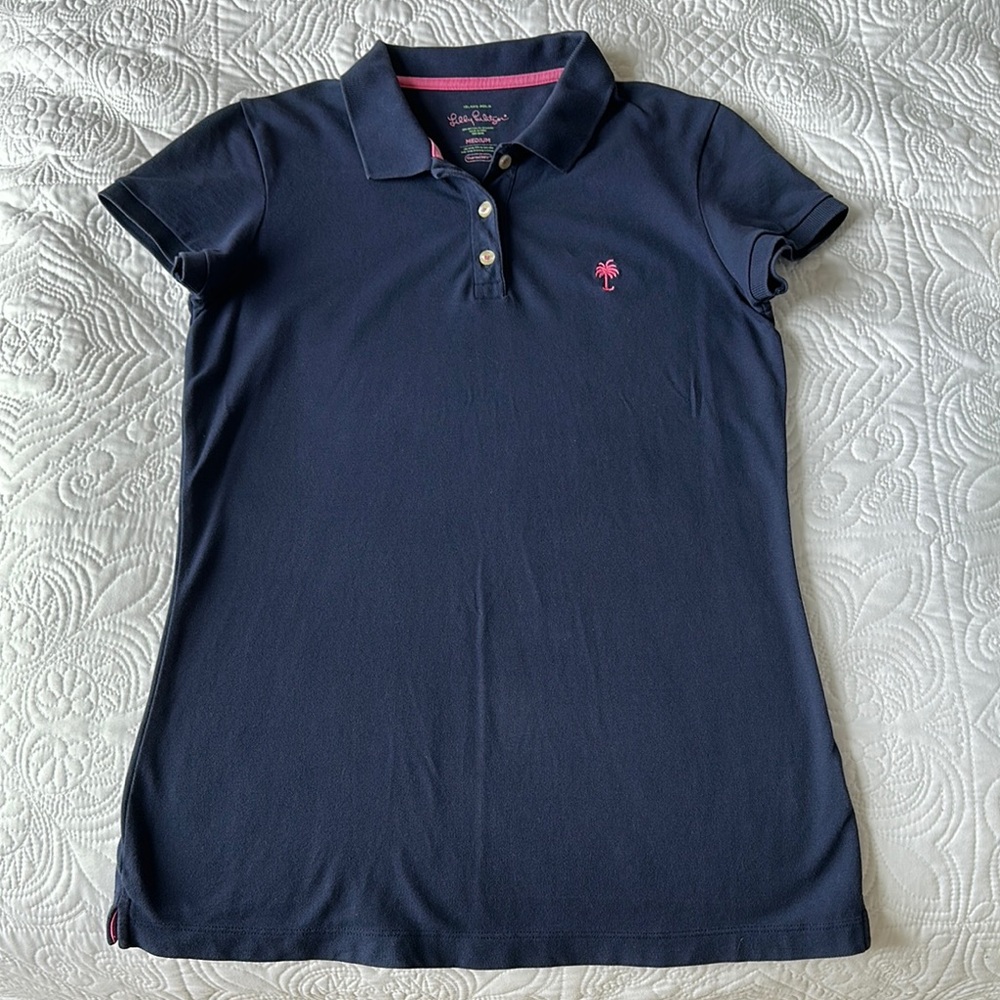 Lilly Pulitzer Blue Polo Short Sleeve Fitted Top